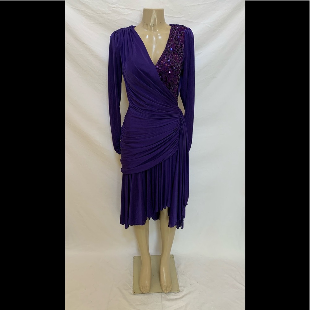 VTG Tadashi Size 6 Purple Long Sleeve Hi-Lo Dress